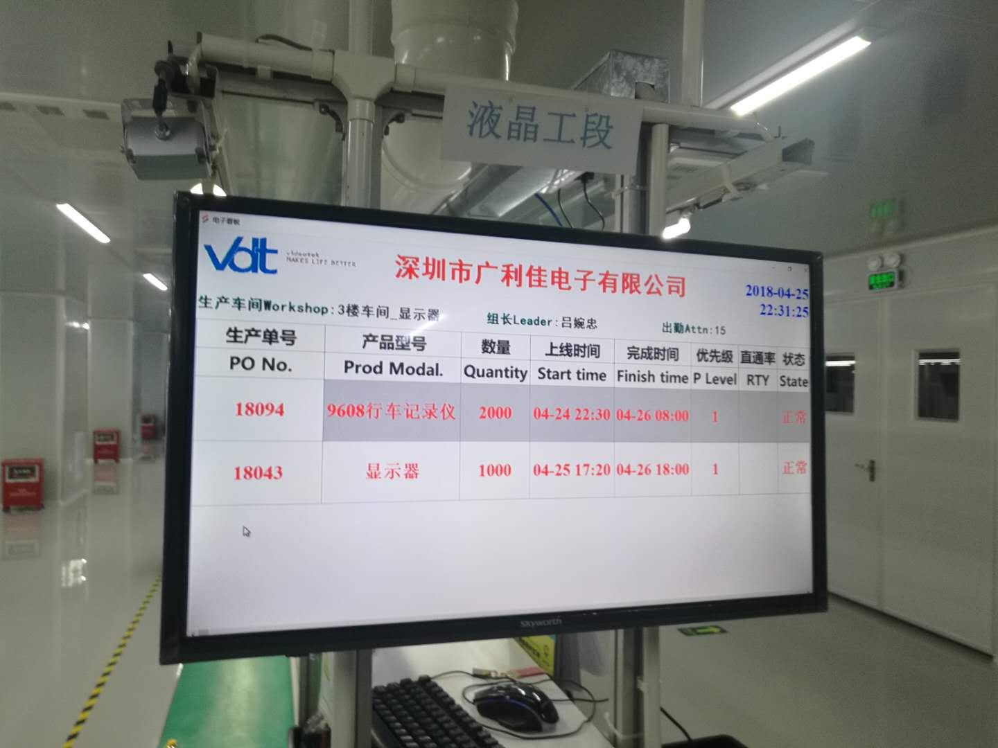 深圳广利佳电子ESOP和电子看板